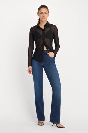 Good American Womens Soft Tech Good True Straight Jeans in Light Breeze Size 24 Plus | Good American by Khlo&Egrave; Kardashian