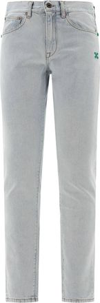 Off-white Mens Designer Jeans In Light Indigo