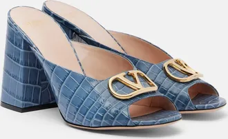 Valentino Garavani VLogo croc-effect leather mules