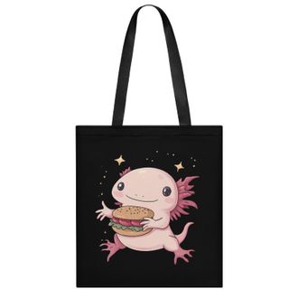 Generic Cute Axolotl Eat Hamburger Womens Tote Casual Shopping Bag Lightweight Shoulder Bags Hobos Handbag for Work Travel Daily 35x40cm
