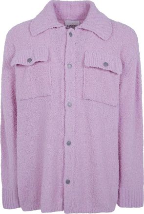 Laneus Knitte Overshirt Boxy Fit - Heren - Casual Overhemden - Roze - L - Wol - Overhemden