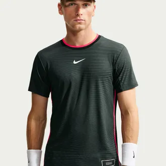 Nike Mens Court Slam Aero-FIT Short-Sleeve Tennis Top in Green | IM5783-317
