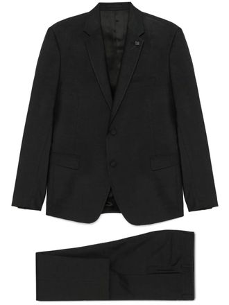 Lardini brooch-detail suit - men - Silk/Viscose/Cupro - 46 - Black