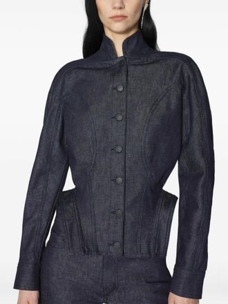 MUGLER button-fastening sculptural cinched jacket - Blue