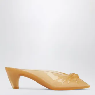 Chlo&eacute; Jelly mules with bow in orange TPU