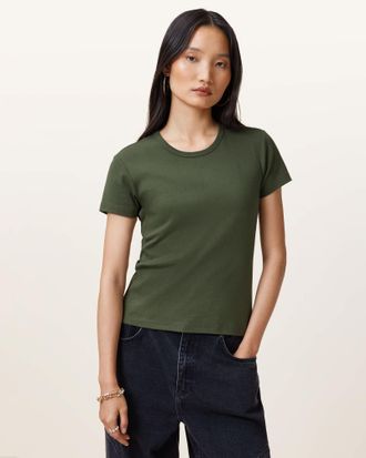 AllSaints Womens Cotton Stevie Slim Fit Short Sleeve T-Shirt, Size: XS