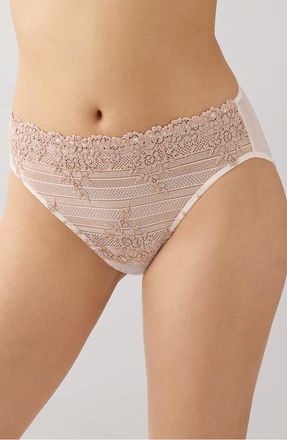 Wacoal Embrace Lace High Cut Briefs in Angelwing/Rose Dust at Nordstrom, Size Xx-Large