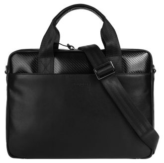 Bugatti Aktentasche BUGATTI COMET BAGS, Herren, Gr. B/H/T: 36cm x 26cm x 6cm onesize, schwarz, Leder, leicht gl&auml;nzend, unifarben, Taschen Aktentasche, echt Le
