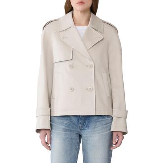 Soia & Kyo Juliette Short Stretch Cotton & Nylon Trench Coat in Light Oak at Nordstrom, Size X-Large