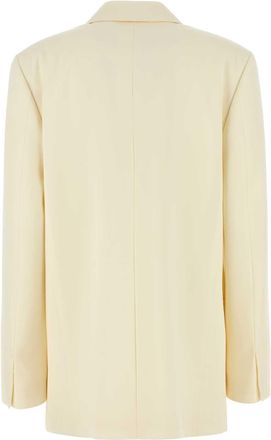 Jil Sander Womens Double-Breasted Wool Blazer Beige Blazers