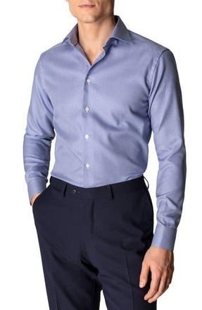 Eton Contemporary Fit Houndstooth Dress Shirt in Blue at Nordstrom Rack, Size 14.5