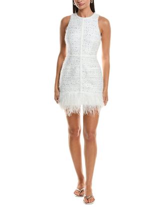 Milly Milly Raven Metallic Tweed Feather Dress