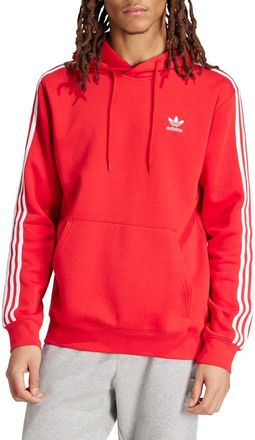 adidas Adicolor 3-Stripes Trefoil Logo Fleece Hoodie in Better Scarlet at Nordstrom, Size Medium R