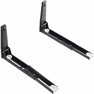 OEM Soporte Mural Para Microondas - Acero Inoxidable 304 - Carga M&aacute;xima 50 Kg - Ajustable 20,5 A 35,5 Cm - Plegable - Negro - Pack De 2