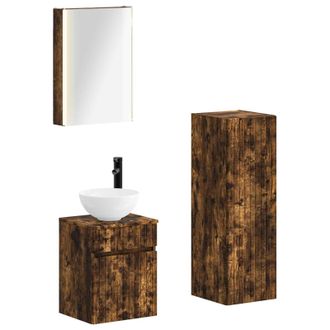 vidaXL Juego De Muebles De Ba&ntilde;o 4 Pcs Roble Ahumado Vidaxl