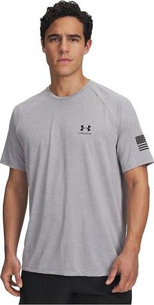 Under Armour Freedom Tech Short Sleeve T-Shirt Mens T Shirt Steel Light Heather/Black : MD Tall, Polyester
