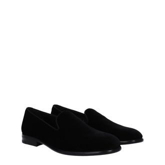 Dolce & Gabbana Mens Black Velvet Slip-On Loafers