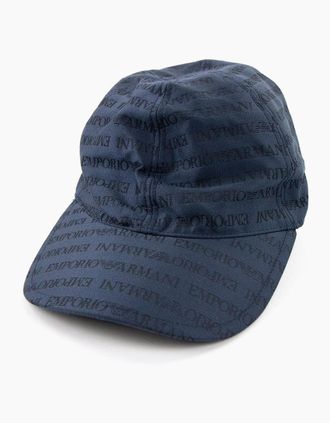 Emporio Armani Mens Emporio Armani All Over Logo Cap Navy - Size: L