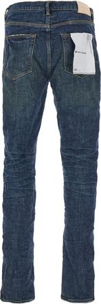 Purple Mens Blue Low Rise Stonewashed Jeans Cotton