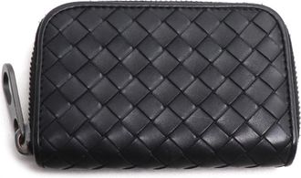 Bottega Veneta Black Leather Coin Purse/Coin Case (Pre-Owned)