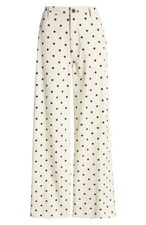 Brixton Victory High Waist Wide Leg Cotton Pants in Natural at Nordstrom, Size 28
