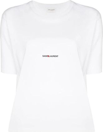 Saint Laurent Rive Gauche T-shirt - Dames - T-shirts - Wit - L - Katoen - Tops