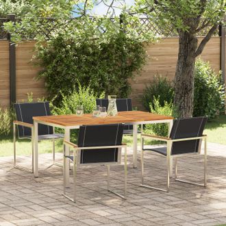Berkfield Home 5 Piece Garden Dining Set Solid Wood Acacia in Brown