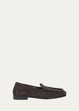 Bottega Veneta Silenzio Intrecciato Supple Suede Loafers