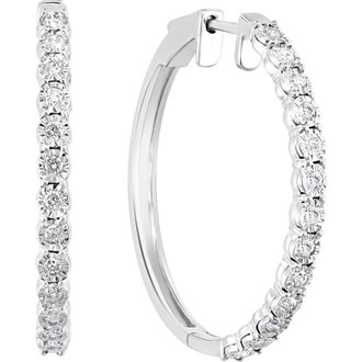 Effy Sterling Silver Diamond Hoop Earrings at Nordstrom Rack