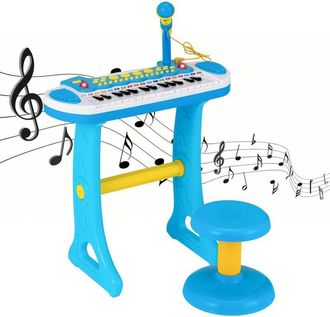 Costway Costway - Juego De Teclado Electr&oacute;nico Infantil De 31 Teclas, Piano Infantil Port&aacute;til Con M&uacute;ltiples Sonidos Y Efectos De Luz, Micr&oacute;fono Y Taburete, Bo