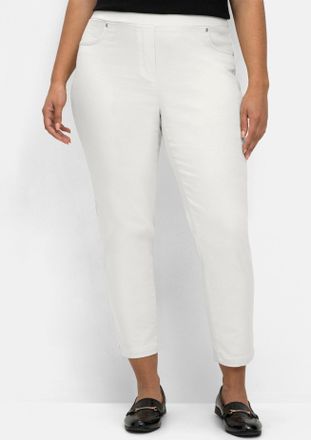 Sheego 7/8-Hose SHEEGO, Damen, Gr. 40, Normalgr&ouml;ssen, weiss (wei&szlig;), 69% Baumwolle, 29% Polyester, 2% Elasthan, unifarben, Hosen 7/8-Hose