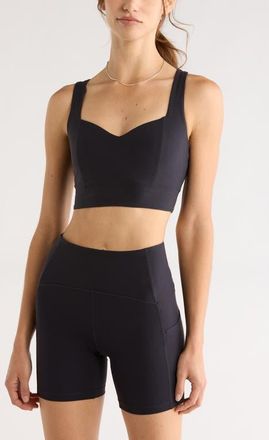 Zella Studio Luxe Sweetheart Sports Bra in Black at Nordstrom, Size Xx-Large