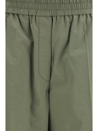 Brunello Cucinelli Womens Cotton Pants With Elastic Waist, Eucalyptus Trousers