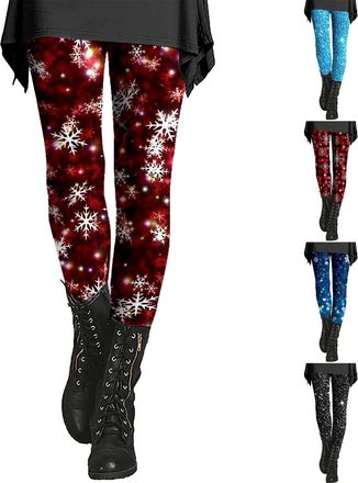Generic Winter Patterned Leggings For Women Uk Sparkly Trousers For Women Uk Joggers Tailored Sequin Bottoms Glitter Printed Plaid Sweatpants Elasticated Wais