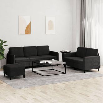 vidaXL Juego De Sof&aacute;s 3 Piezas Terciopelo Negro Vidaxl