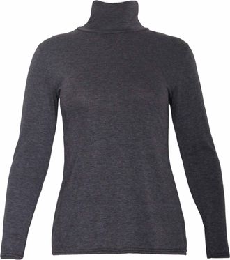 Purple Hanger New Womens Gathered Turtle Polo Neck Stretch Fit Top Ladies Long Sleeve Everyday Tshirt Tops Plus Size Dark Grey Size 24 - 26