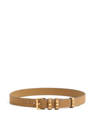 Valentino Garavani Rockstud-embellished suede belt - Neutrals