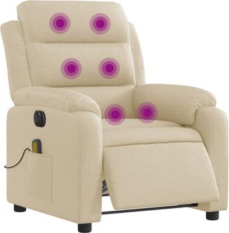 vidaXL Vidaxl - Sillón reclinable de masaje eléctrico tela color crema