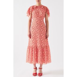 L.k. Bennett Billie Blossom Capelet Silk Blend Dress in Pink at Nordstrom Rack, Size 12 Us / 16 Uk
