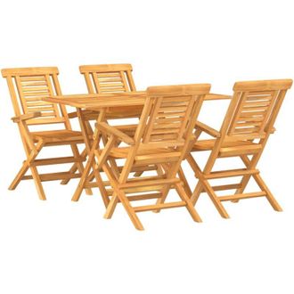 vidaXL 5 Piece Garden Dining Set Solid Wood Teak vidaXL