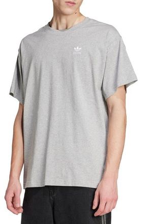 adidas Trefoil Essentials Oversize Cotton T-Shirt in Medium Grey Heather/White at Nordstrom, Size Xx-Large