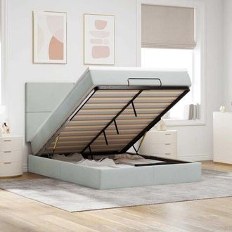 vidaXL Estructura Cama Otomana Colchones Gris Claro 140x190cm Vidaxl