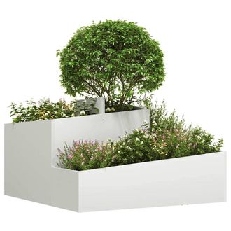 Berkfield Home Planter White 80x80x50 cm Cold-rolled Steel | Size: 80 x 80 x 50 cm