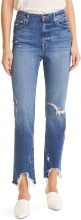 Jonathan Simkhai River High Waist Distressed Straight Leg Jeans in Distressed Atlantic at Nordstrom Rack, Size 24