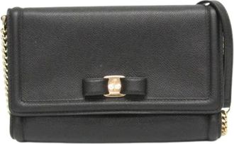 Ferragamo Pre-owned leren schoudertas - Dames - Vintage Schoudertas - Zwart - ONE Size - Leer - Vintage