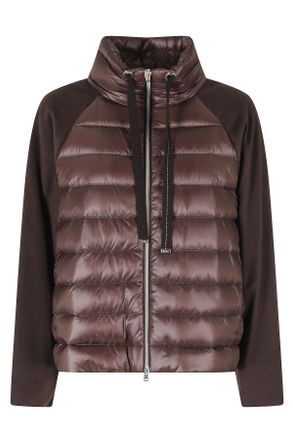 Herno Dark Brown High Neck Drawstring Double-Slider Zip Polyester Down Jacket