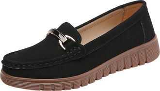 Generic Slip Women Walking Flat Loafers Casual Shoes Driving Loafers Walking Shoes for Women Flip Flop (4.5) Black