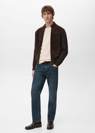 Mango Giacca combinata pelle scamosciata cioccolato - Uomo - XXL - MANGO MAN