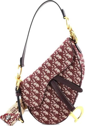 Dior Saddle Handbag Oblique Canvas Medium shoulder bag - Red