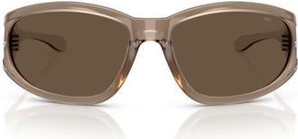Diesel 65mm Oversize Wrap Sunglasses in Metallic Kaki/Brown at Nordstrom